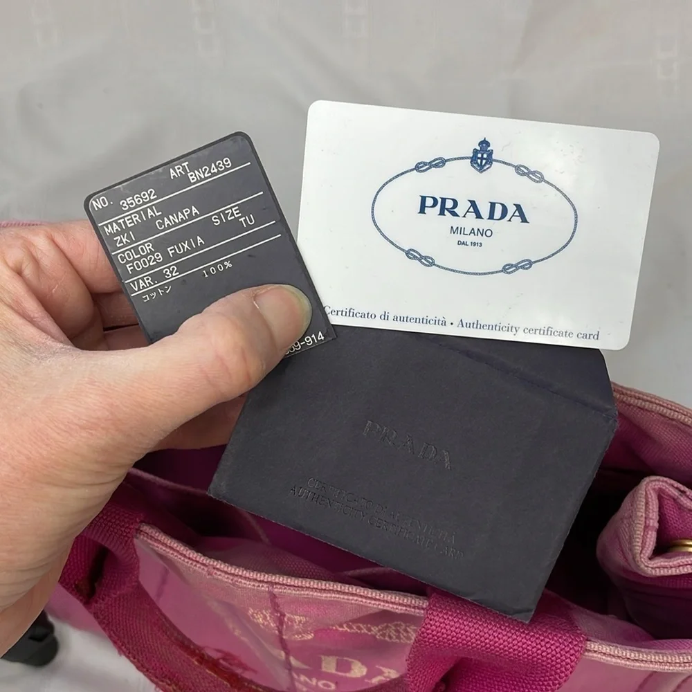 Prada Pink Canapa Tote Handbag Designer Logo Spring